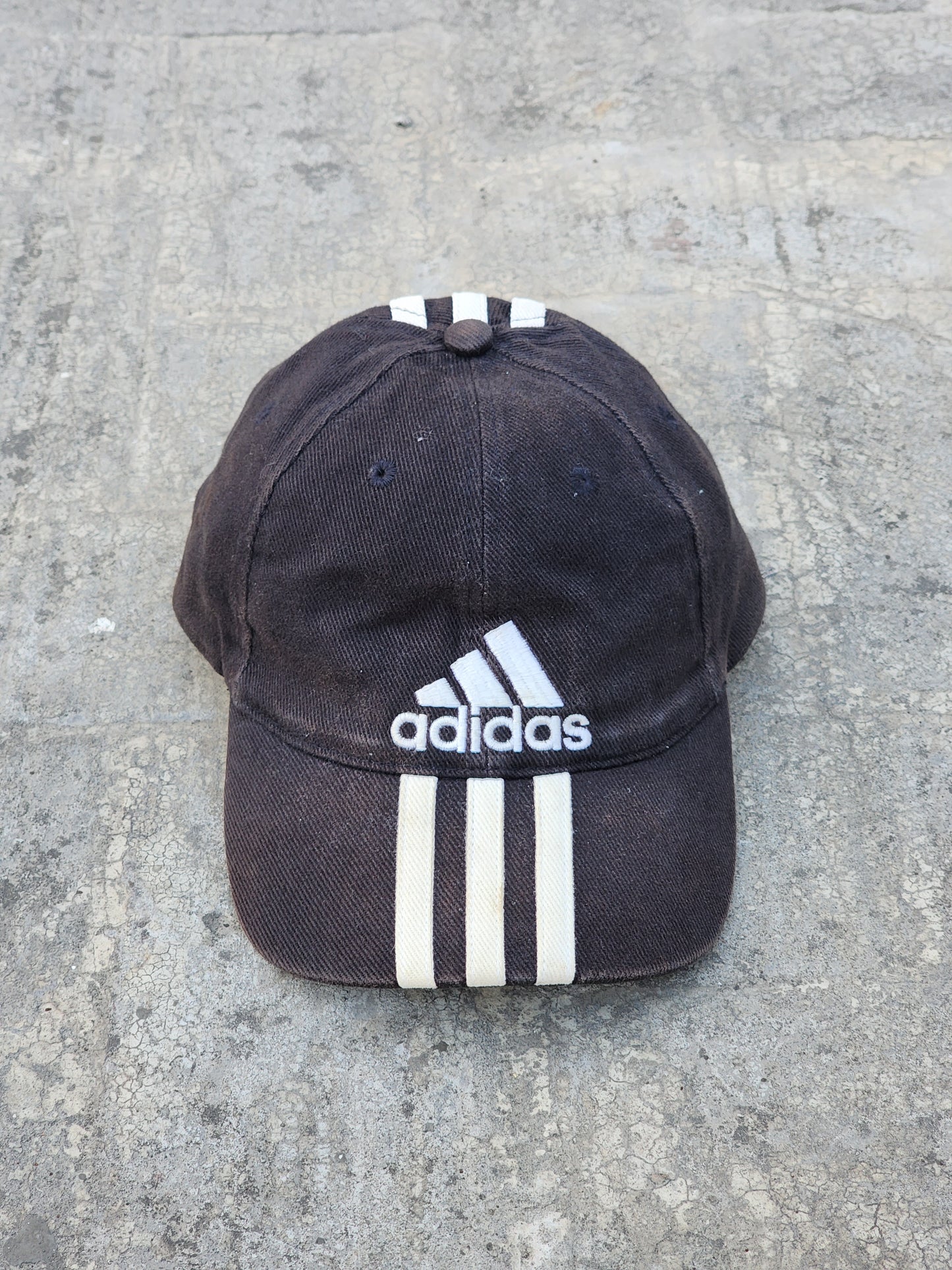 Vintage Adidas Three Stripes Black Faded Cap