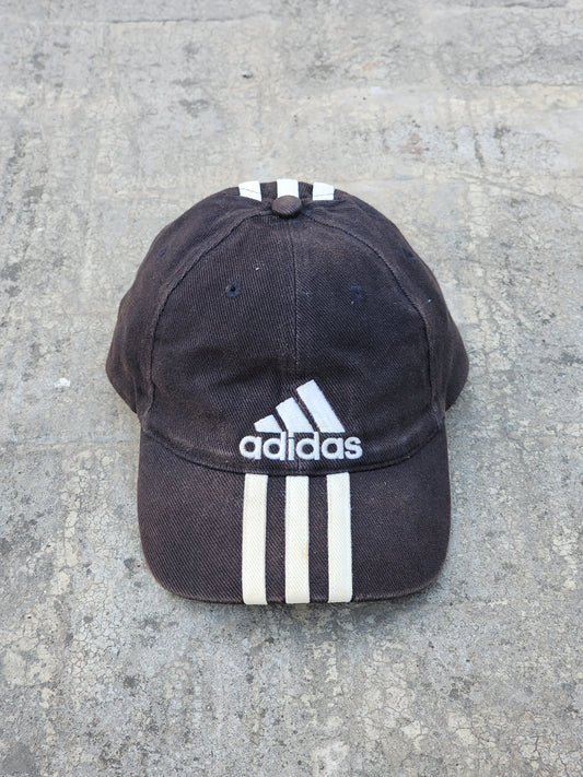 Vintage Adidas Three Stripes Black Faded Cap