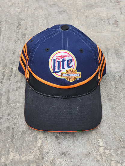 Vintage Harley Davidson Miller Lite Hat Strapback NASCAR Rusty Wallace Cap