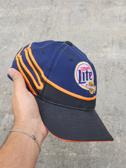 Vintage Harley Davidson Miller Lite Hat Strapback NASCAR Rusty Wallace Cap