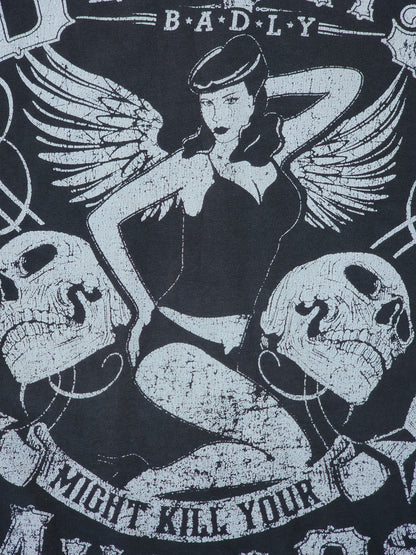 Vintage Killing your Demons B.A.D.L.Y may kill your Angels Too Hand Cut and Cropped Tank (M)