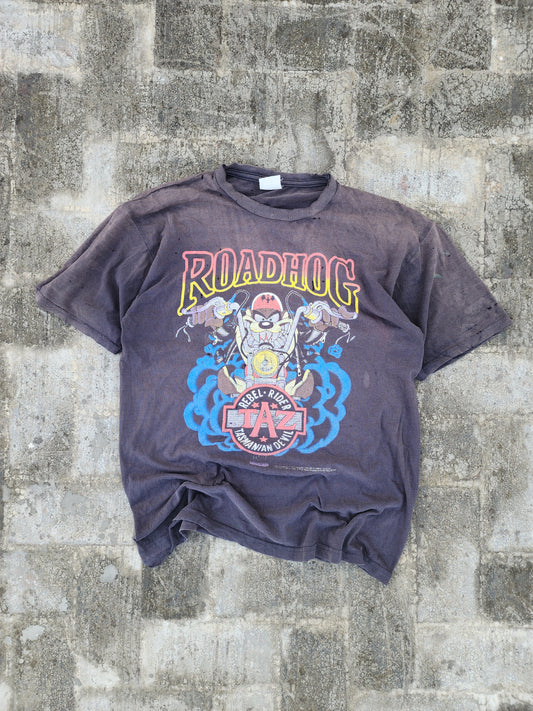 Vintage 1992 RoadHog Taz Rider Heavily Distressed and Heavily Faded Tee (M)