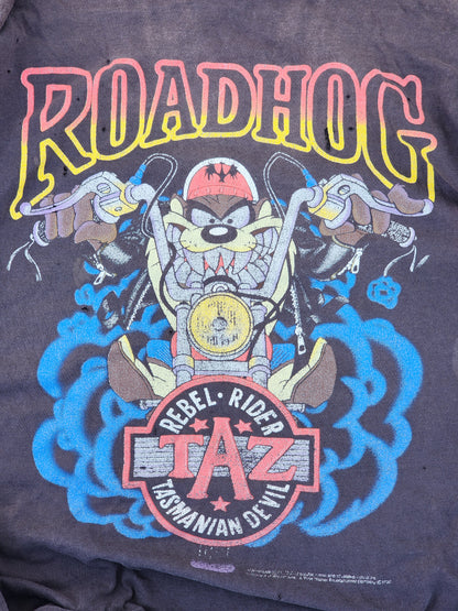 Vintage 1992 RoadHog Taz Rider Heavily Distressed and Heavily Faded Tee (M)