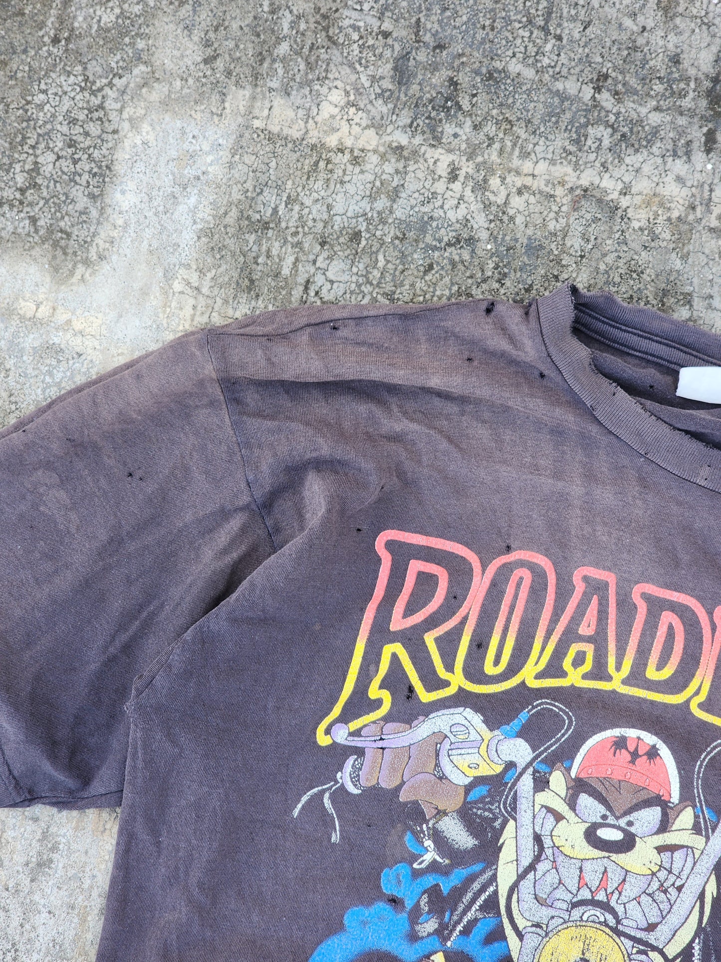 Vintage 1992 RoadHog Taz Rider Heavily Distressed and Heavily Faded Tee (M)