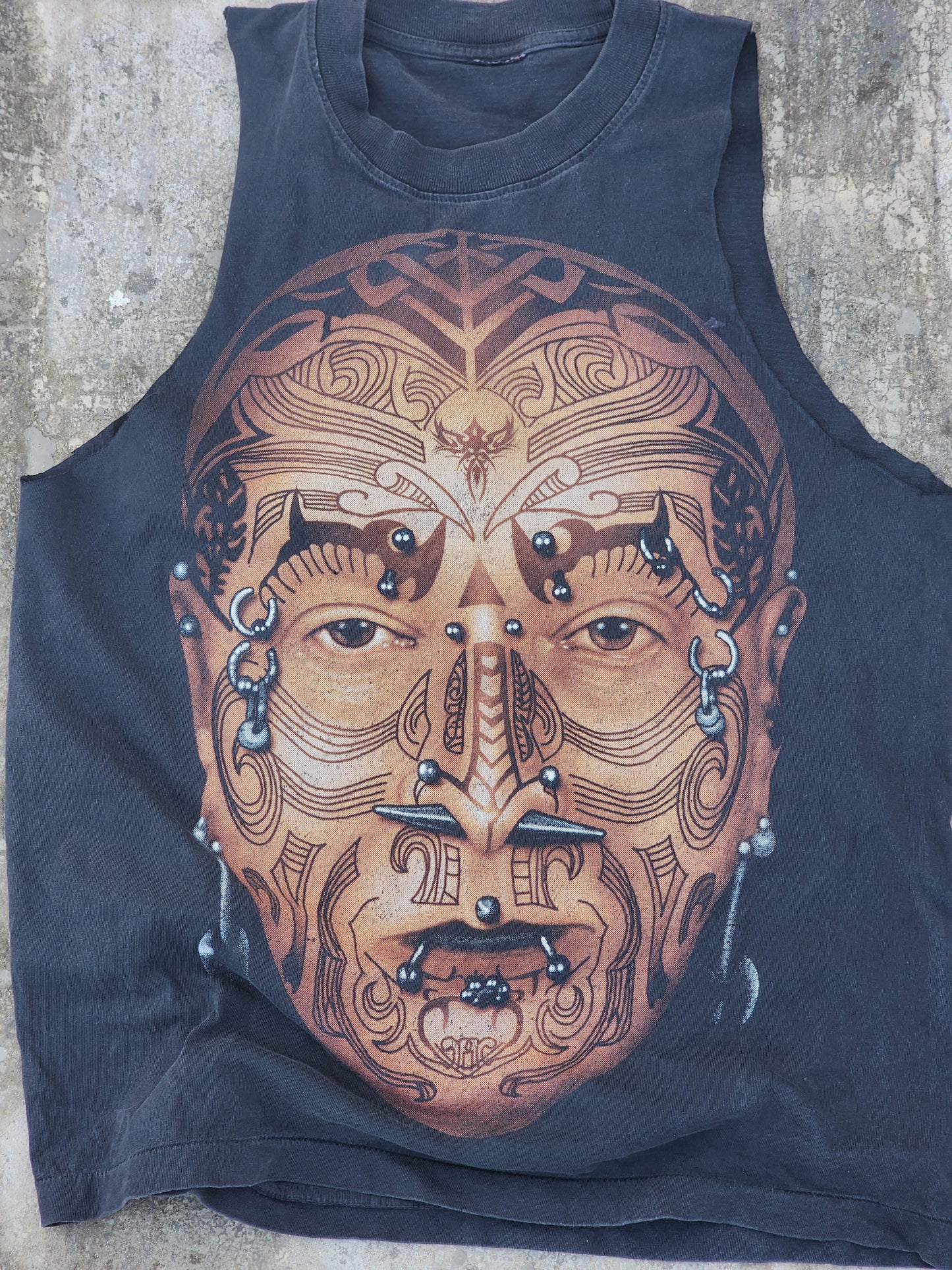Vintage Tattoos and Piercings Graphic Handcut Tank Top (S/M)