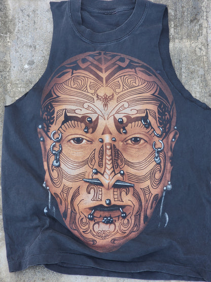 Vintage Tattoos and Piercings Graphic Handcut Tank Top (S/M)