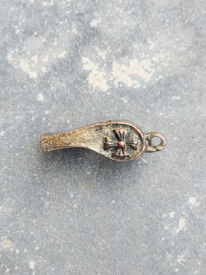 Vintage Rusty Chrome Hearts Whistle Replica