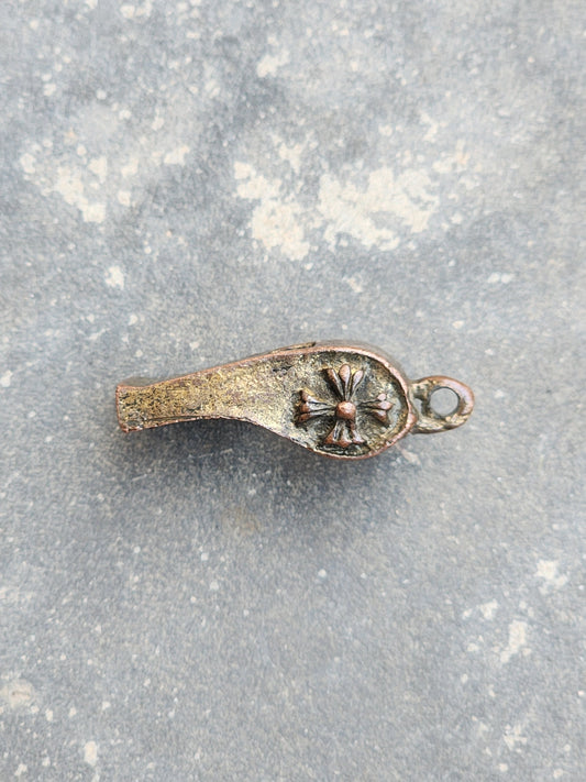 Vintage Rusty Chrome Hearts Whistle Replica