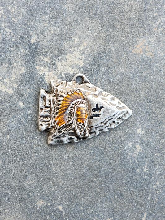 Vintage Siskiyou Automotive arrowhead-shaped Native American Collector's Pendant / Keychain