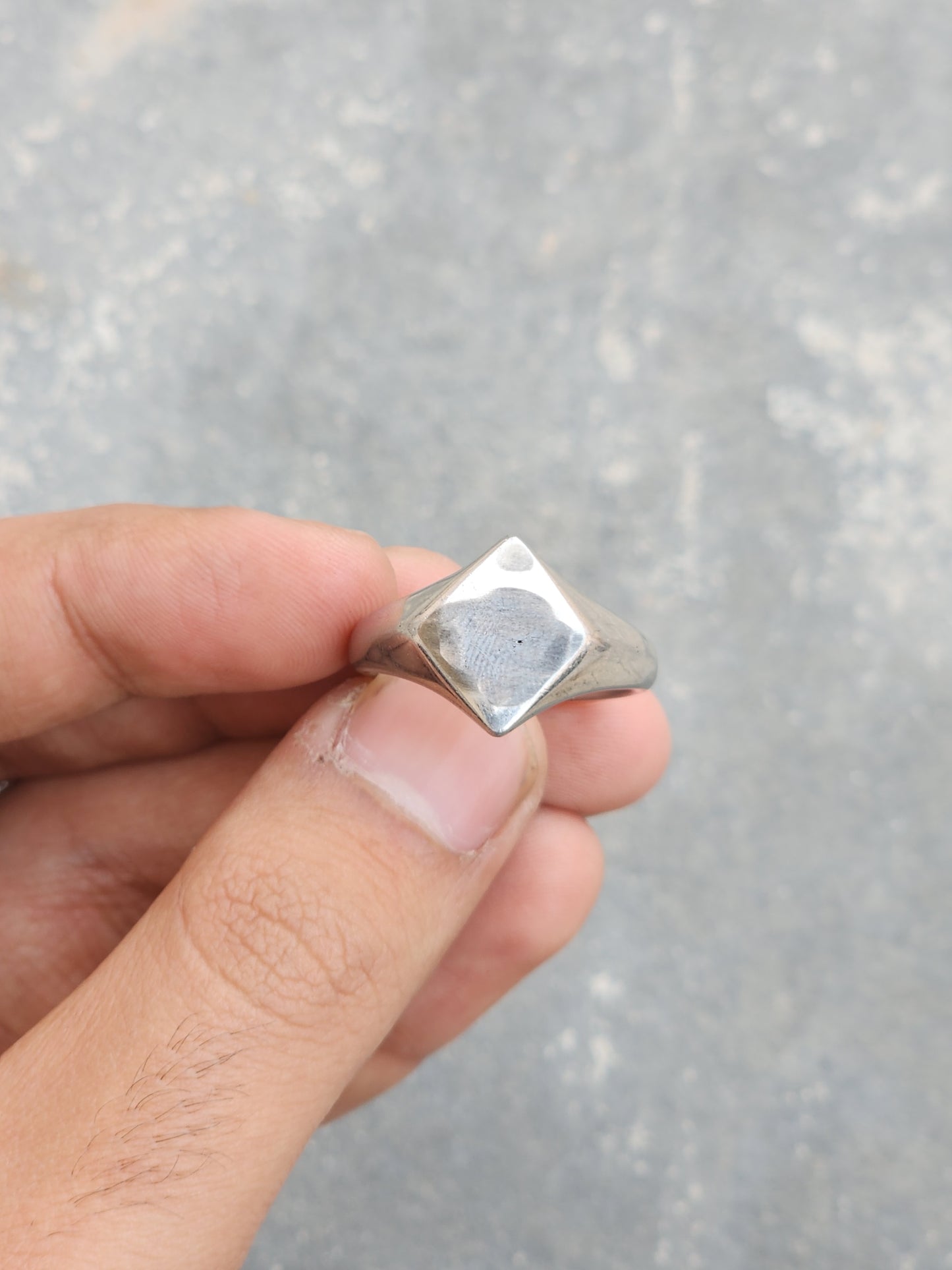 Vintage Diamond Shape Steel Ring
