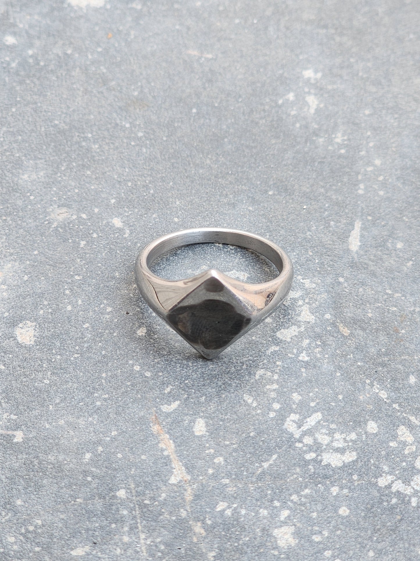 Vintage Diamond Shape Steel Ring