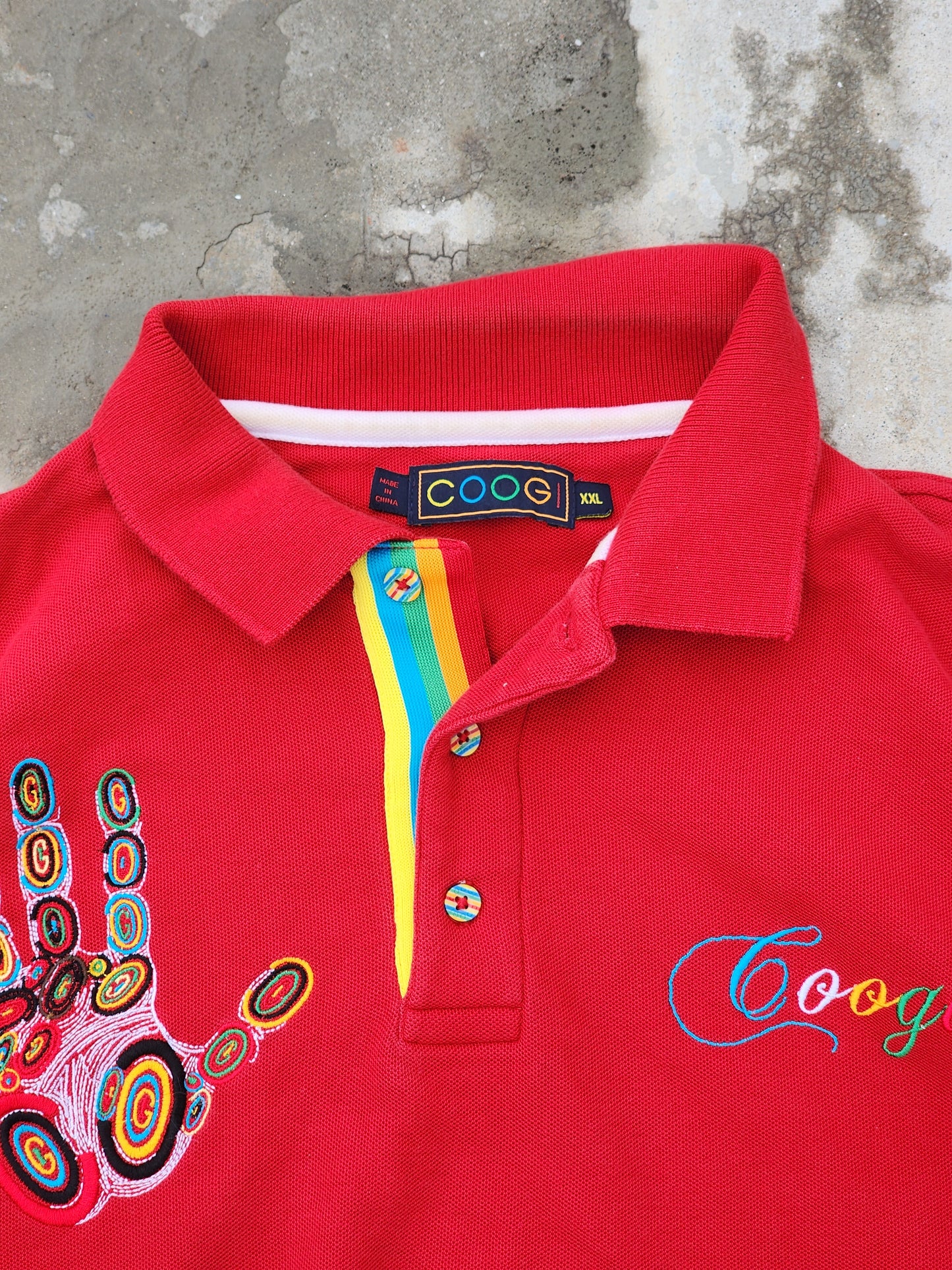 Vintage COOGI Red Polo Hand Embroidery (XXL)