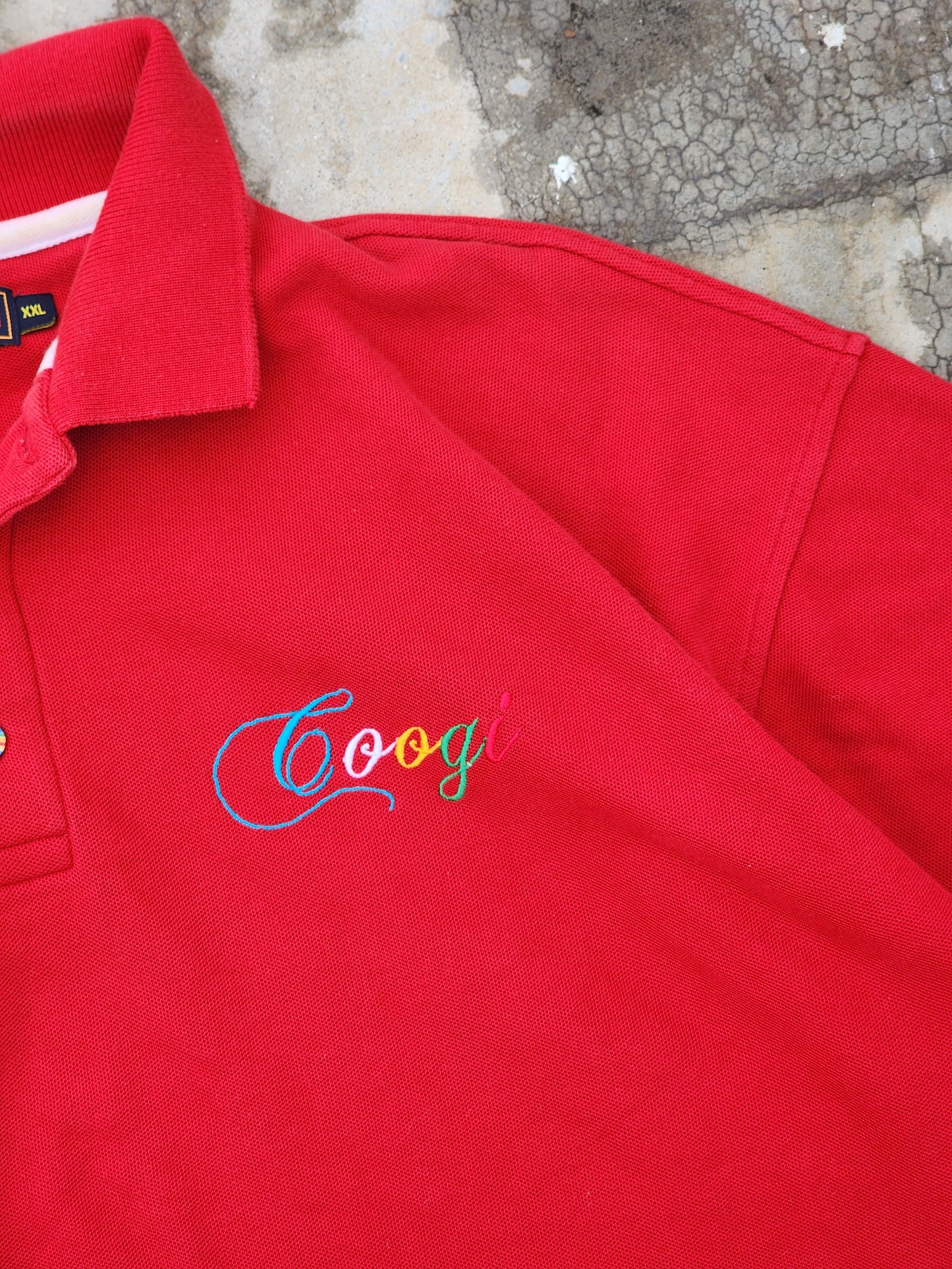 Vintage COOGI Red Polo Hand Embroidery (XXL)