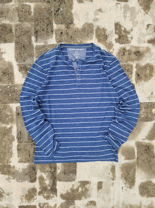 Primark Blue Vintage Full Sleeves Henley (L)