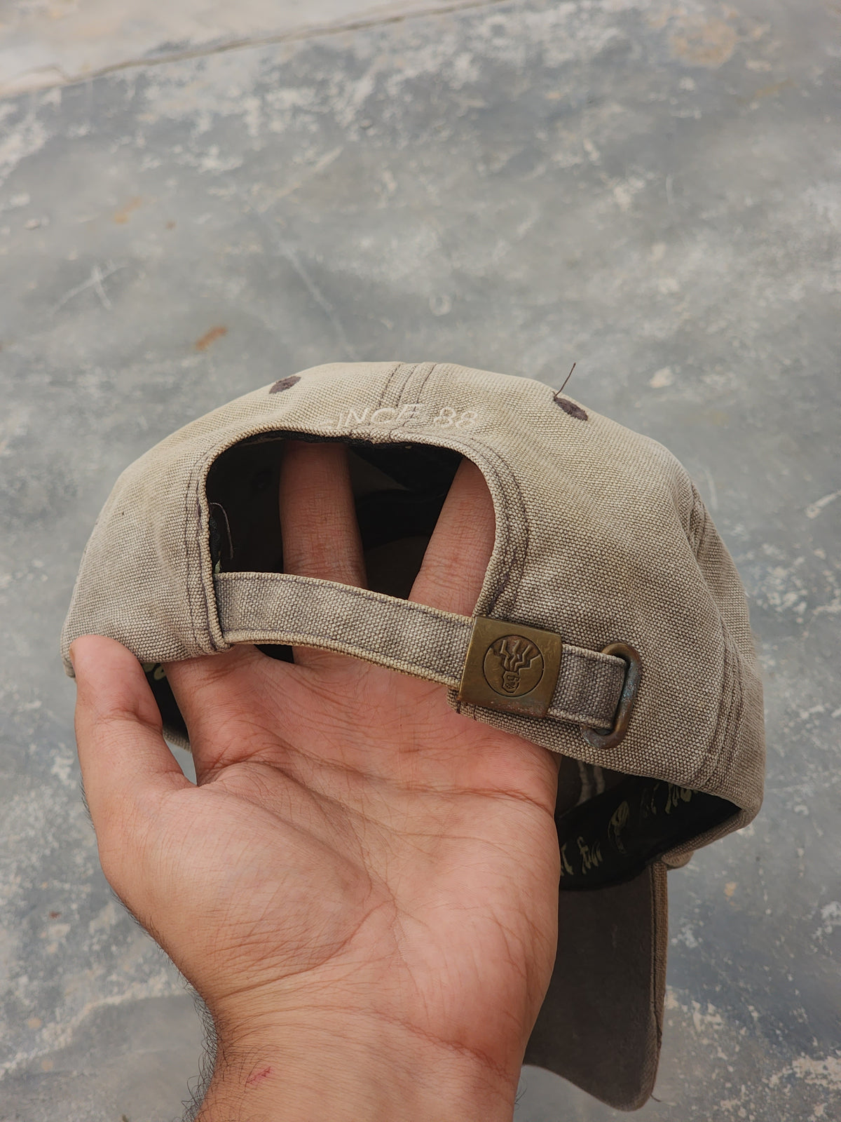 Vintage FatFace 3d Embossed Distressed 88 Khaki Cap