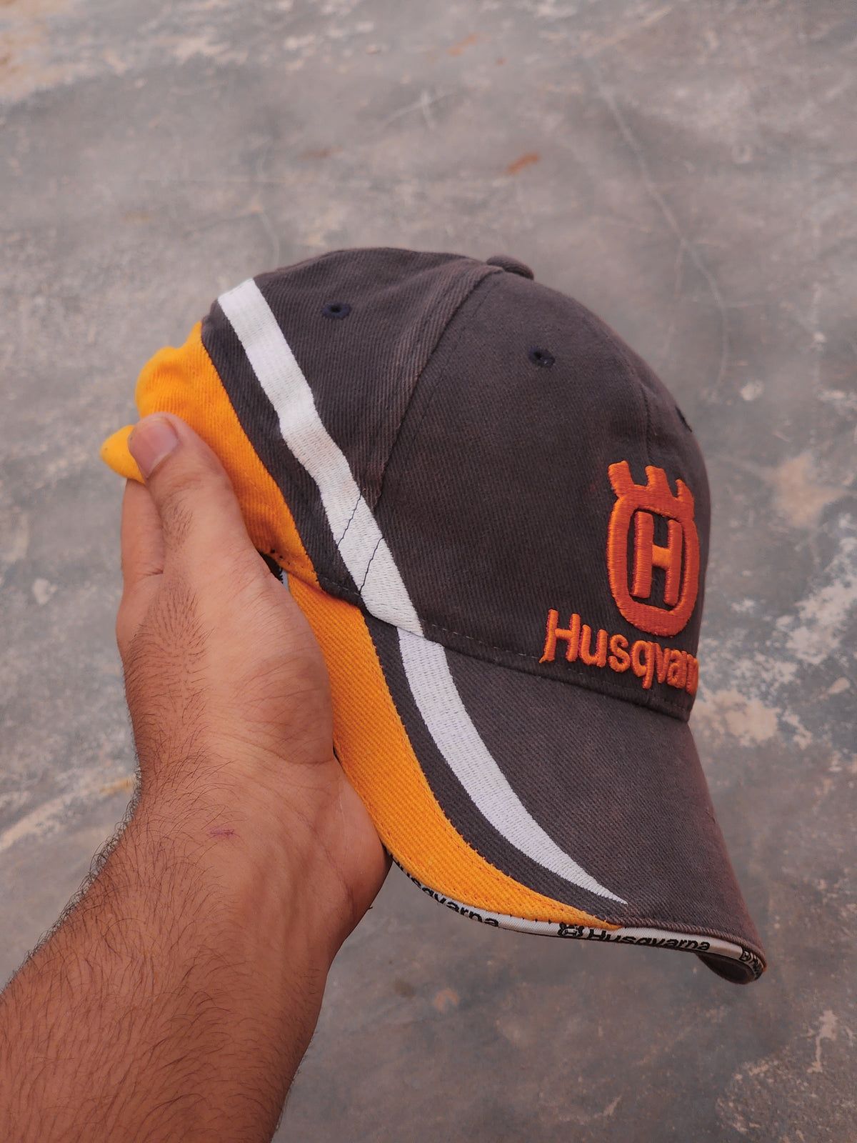 Vintage Husqvarna Motorcycles Racing Cap yellow and gray