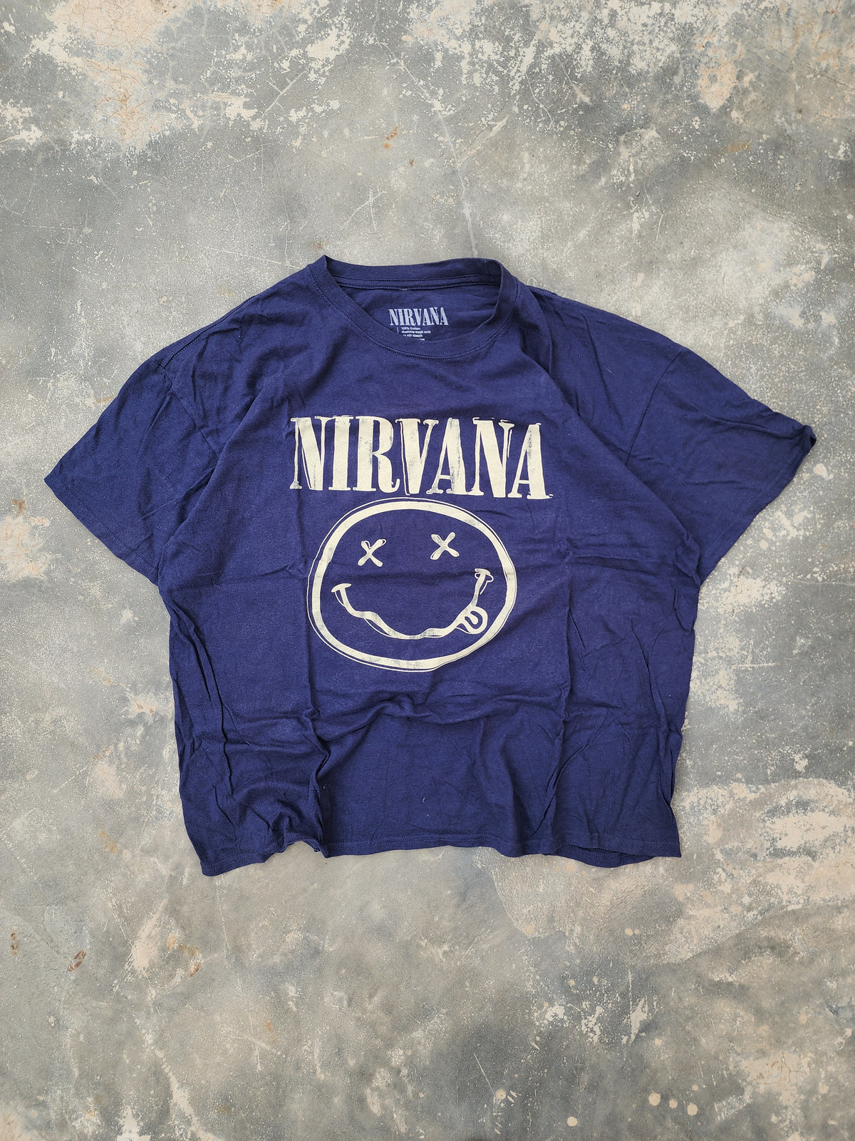 Nirvana Dark Blue Smiley Tee Cropped Fit (S/M)