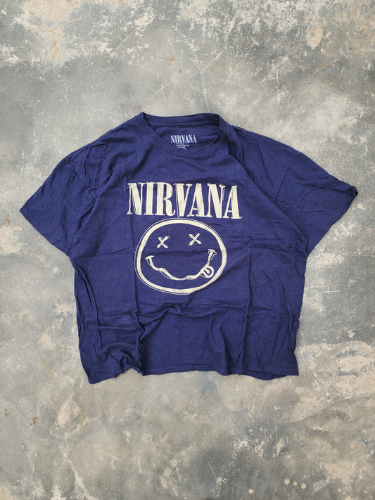 Nirvana Dark Blue Smiley Tee Cropped Fit (S/M)