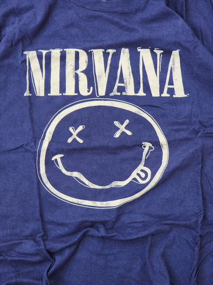 Nirvana Dark Blue Smiley Tee Cropped Fit (S/M)