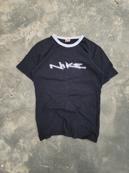 90s Vintage Bootleg Nike Big Logo Ringer T-Shirt (M)