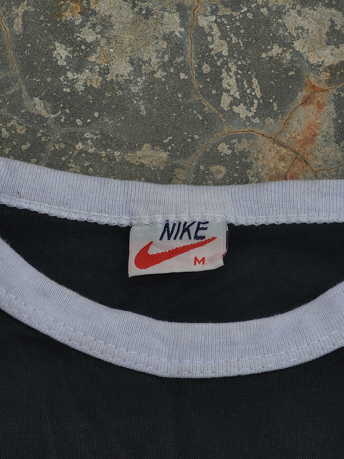 90s Vintage Bootleg Nike Big Logo Ringer T-Shirt (M)