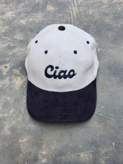 Ciao Blue and White Corduroy Cap