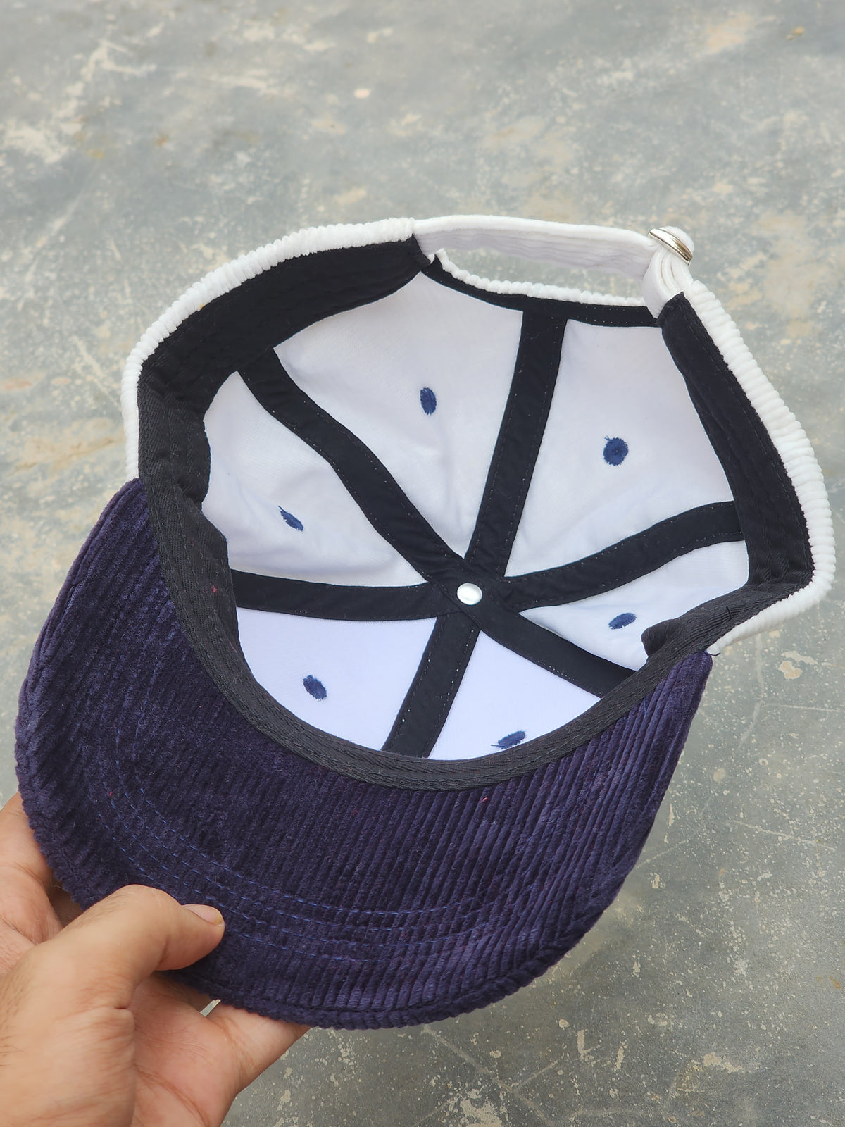 Ciao Blue and White Corduroy Cap