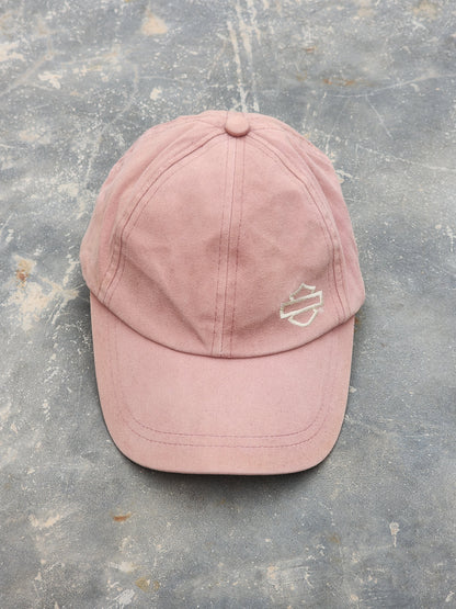 Vintage Harley Davidson Pink Suede Fitted Cap