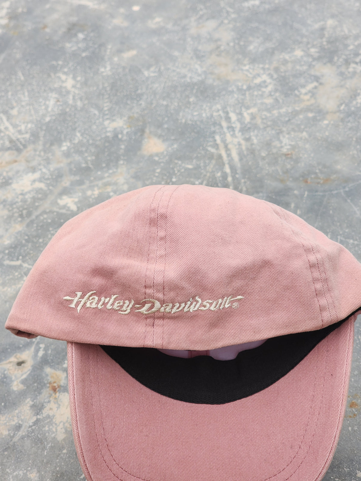 Vintage Harley Davidson Pink Suede Fitted Cap