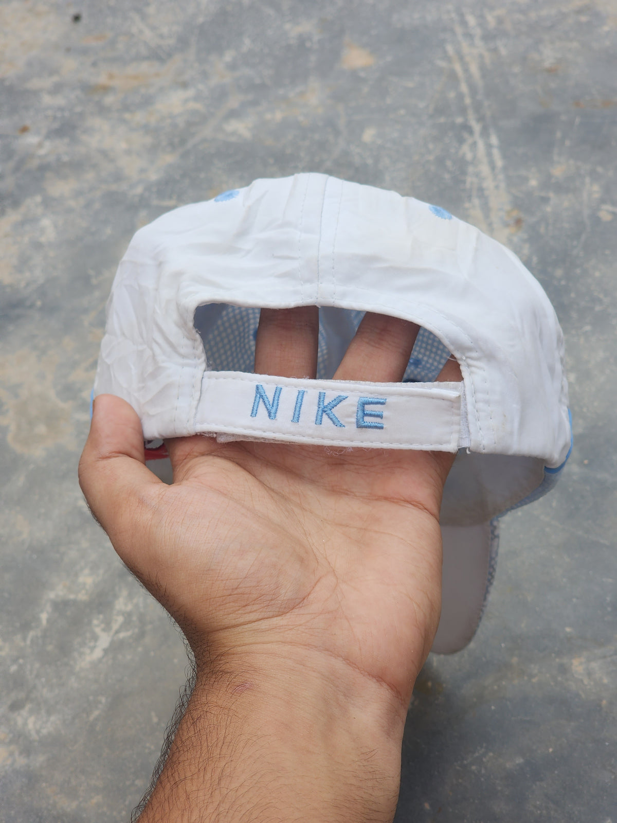 Vintage Y2K Nike Light Blue and White Dri Fit Cap