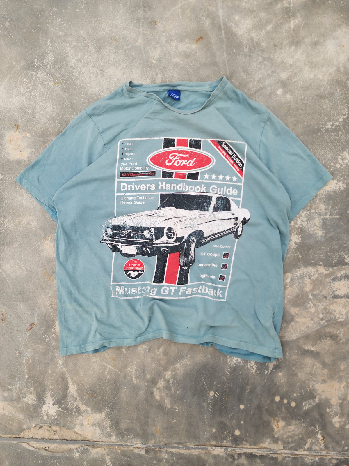 Vintage Ford Driver's Handbook Teal Tee (L)
