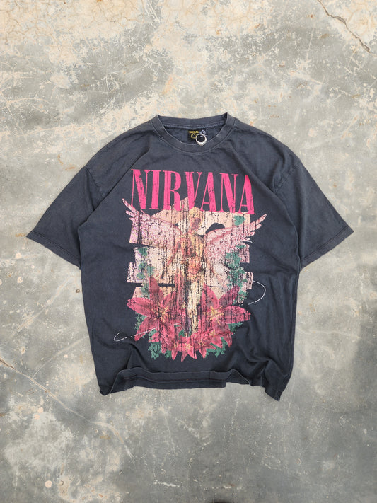 Nirvana Grey and Pink Angels and Flowers Tee (M)