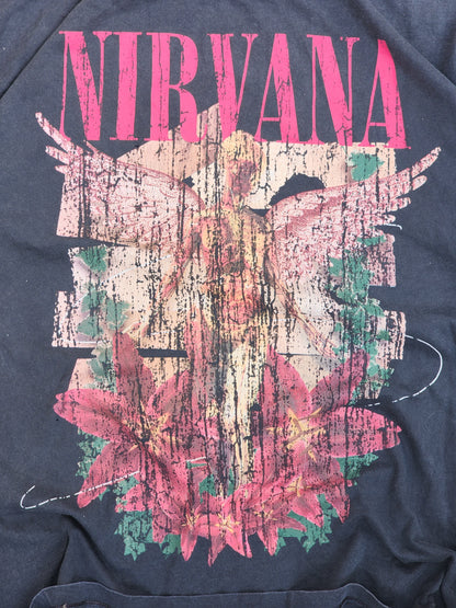 Nirvana Grey and Pink Angels and Flowers Tee (M)