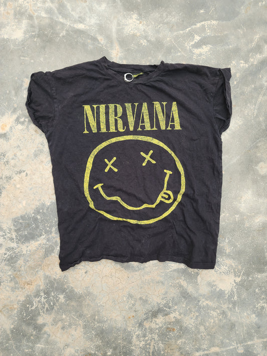 Nirvana 2015 Black and Yellow Baby Tee (S/M)