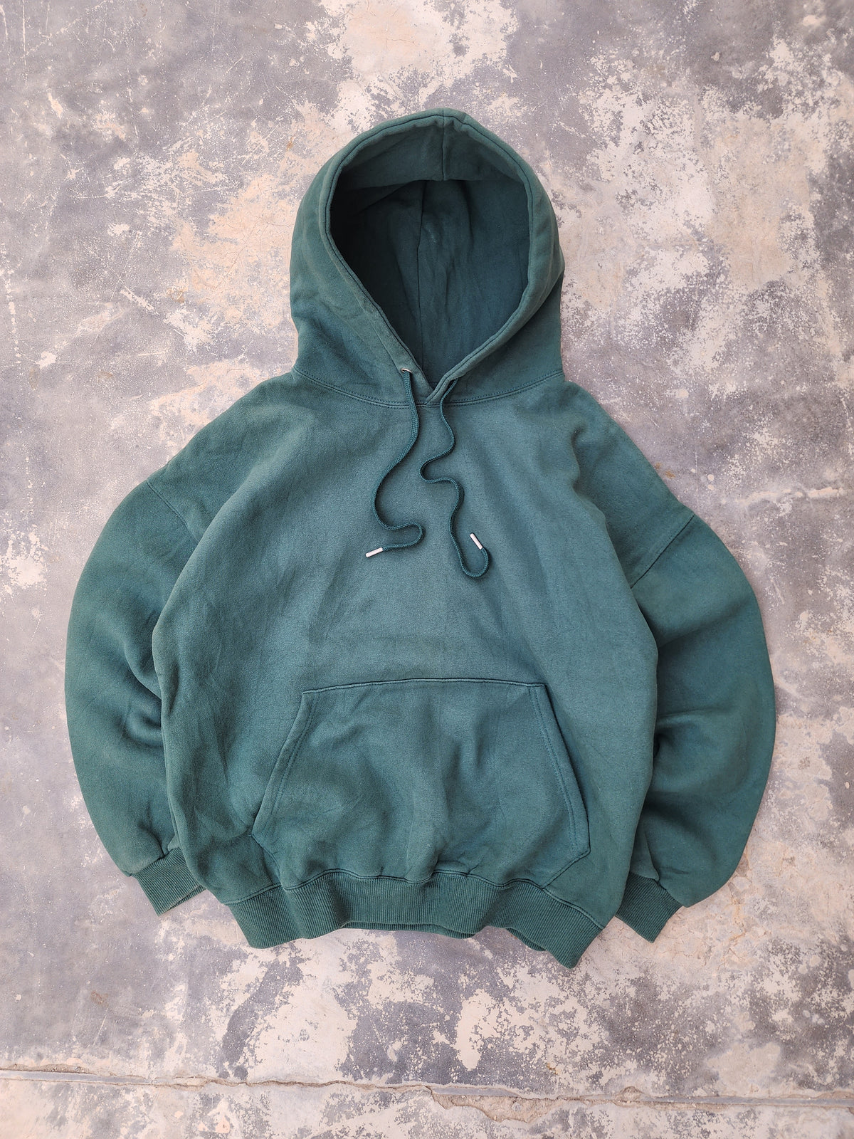 Vintage Made in Korea Green Plain Boxy Fit Heavyweight Hoodie (L)
