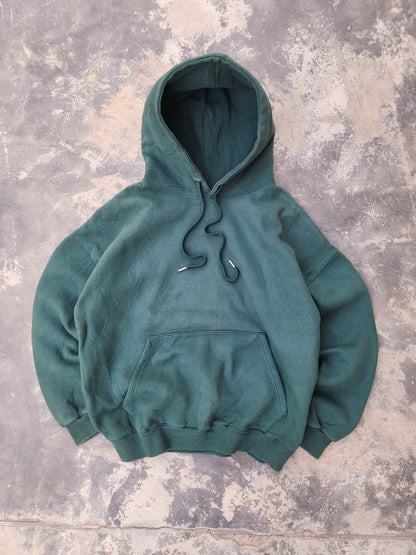 Vintage Made in Korea Green Plain Boxy Fit Heavyweight Hoodie (L)