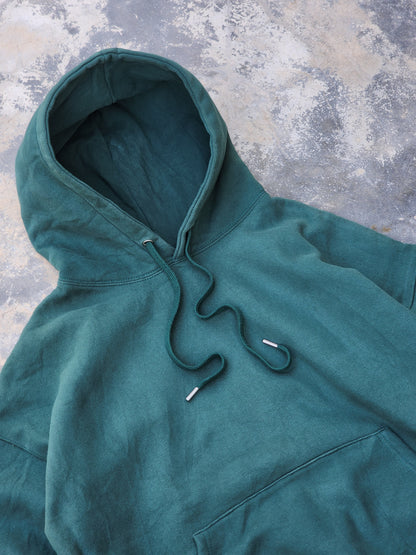 Vintage Made in Korea Green Plain Boxy Fit Heavyweight Hoodie (L)
