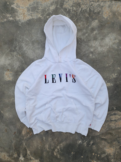 Levi's White Spellout Embroidery Hoodie (S)