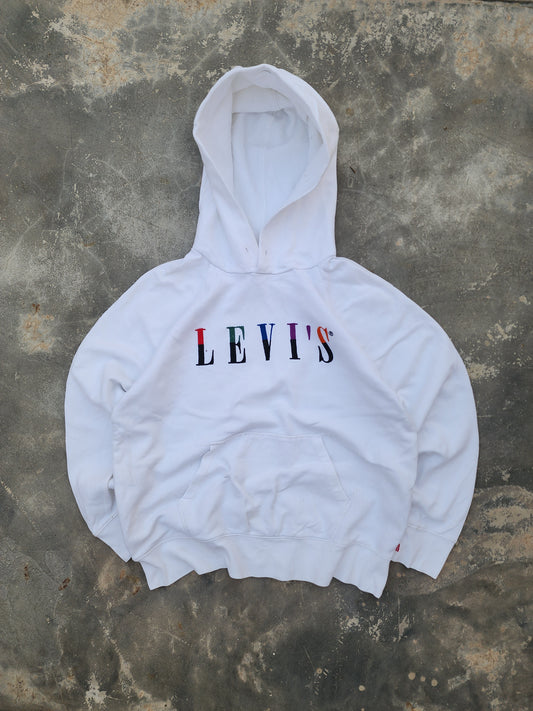 Levi's White Spellout Embroidery Hoodie (S)