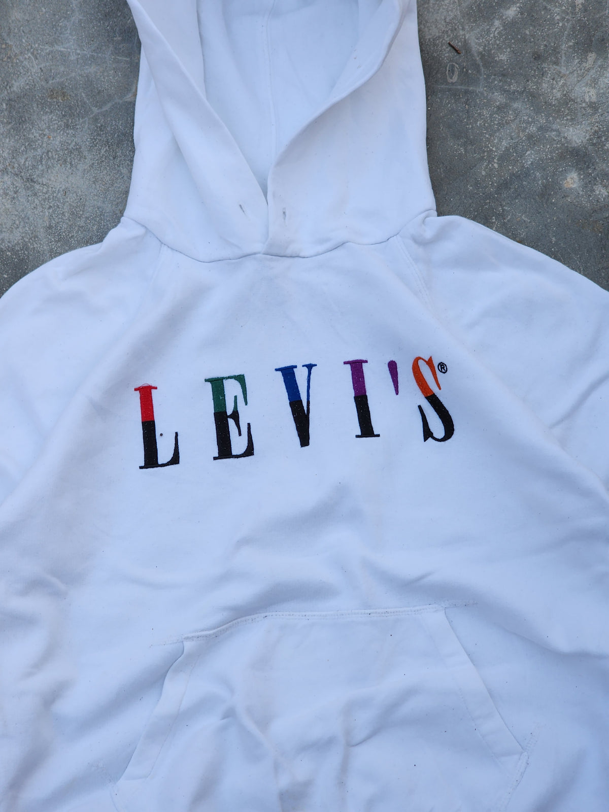 Levi's White Spellout Embroidery Hoodie (S)