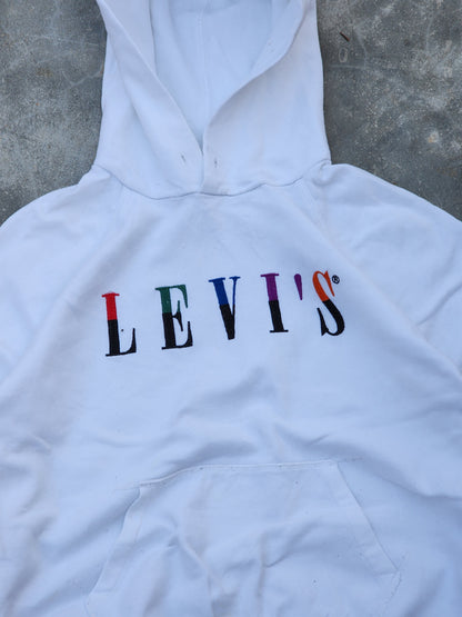 Levi's White Spellout Embroidery Hoodie (S)