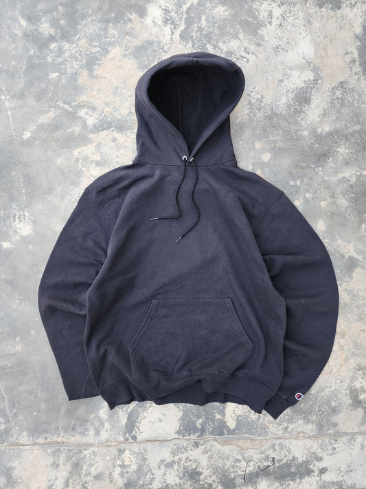 Champion Eco Authentic Black Plain Hoodie (M)