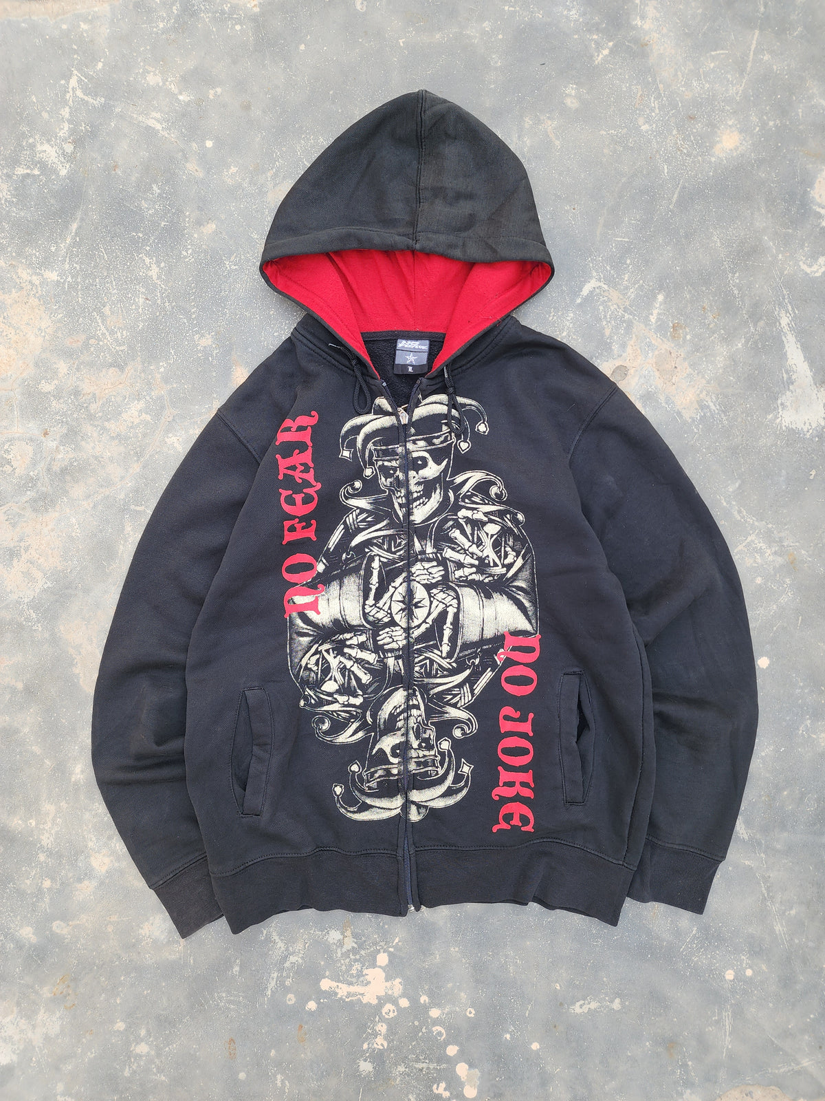 Vintage Y2K No Fear Zipper Hoodie (S/M)