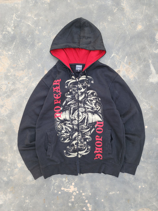 Vintage Y2K No Fear Zipper Hoodie (S/M)