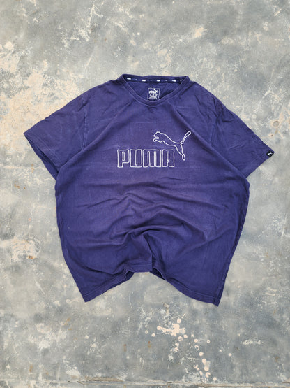 Vintage Puma Embroided Logo Dark Blue Tee (L/XL)