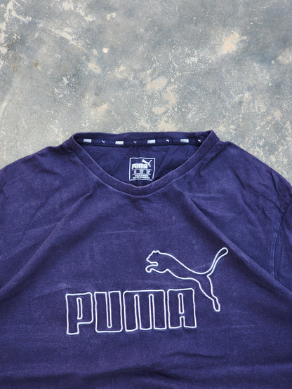 Vintage Puma Embroided Logo Dark Blue Tee (L/XL)
