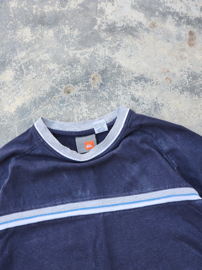 Vintage Y2K Era Quiksilver Crew neck chest-stripe Surfwear Tee (L)