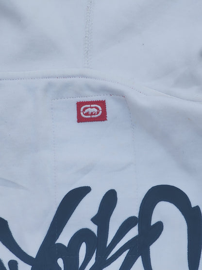 Vintage Y2K Ecko Unltd "New York Gritty City" All Over Print Graffiti Zip Up Hoodie White (L)