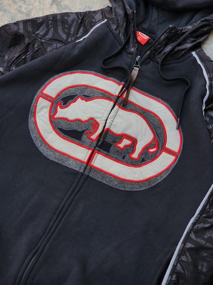 Vintage Y2K Ecko Unltd "World Famous Rhino" Raglan Full-Zip Hoodie Jacket (M)
