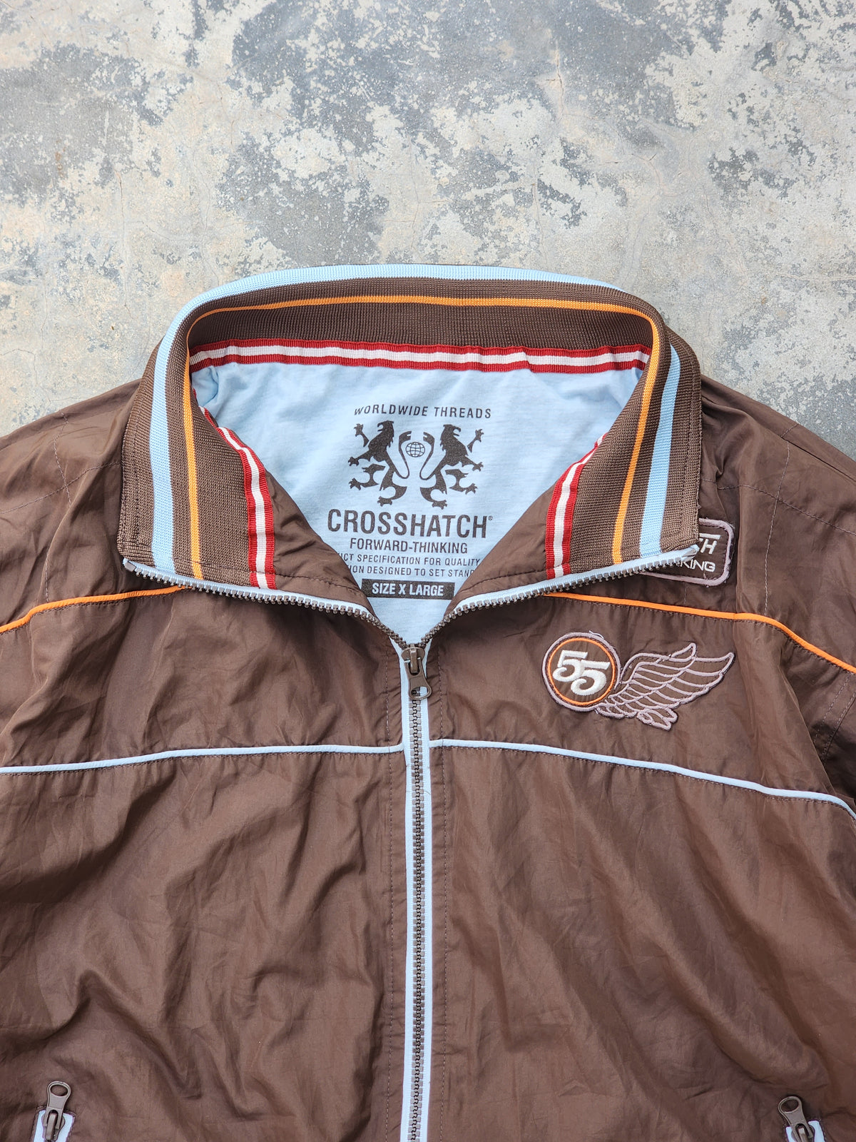 Vintage Crosshatch Brown Racing Windbreaker (M/L)